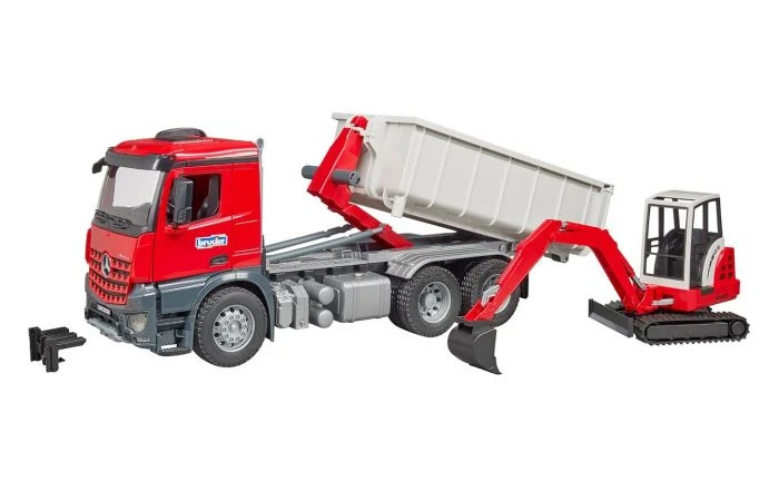 Bruder 3624 MB Arocs Met Roll-Off Container + Schaeff HR16 1 Bruder 3624 MB Arocs Met Roll-Off Container + Schaeff HR16