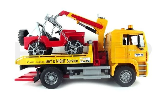 Bruder 2750 MAN Takelauto Met JEEP 4 Bruder 2750 MAN Takelauto Met JEEP - Afbeelding 4