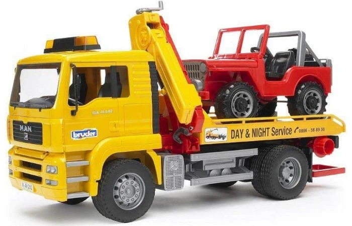 Bruder 2750 MAN Takelauto Met JEEP 2 Bruder 2750 MAN Takelauto Met JEEP - Afbeelding 2