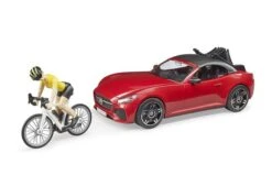Bruder 3485 Roadster Met Racefiets En Fietser -Trendy Speelgoedwinkel rooie